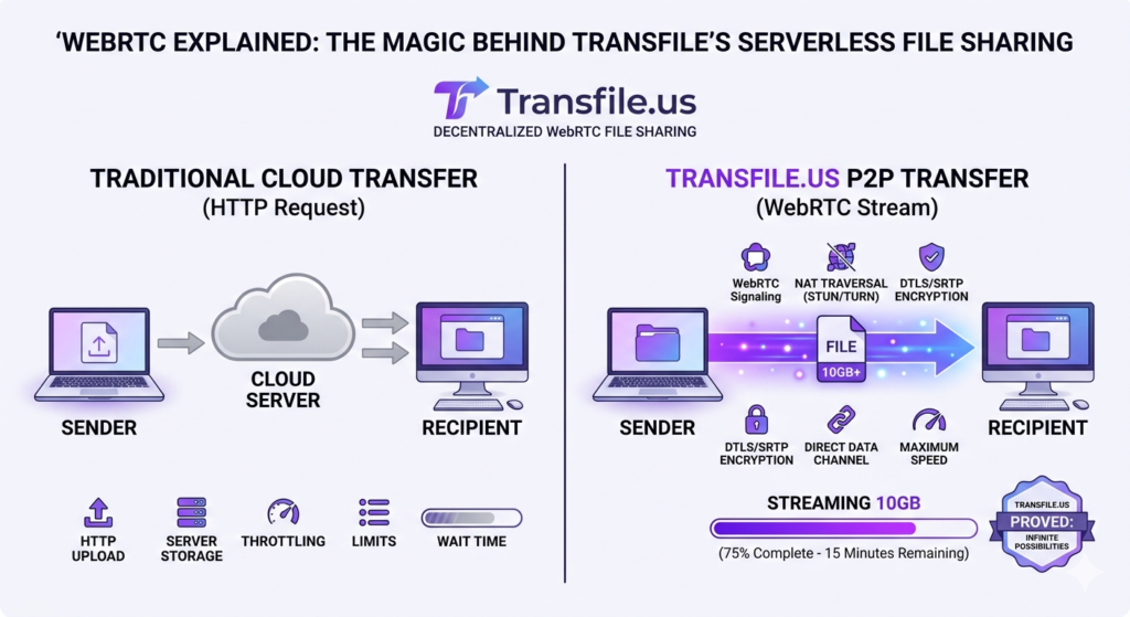 WebRTC Explained: The Tech Behind Transfile.us Serverless Sharing